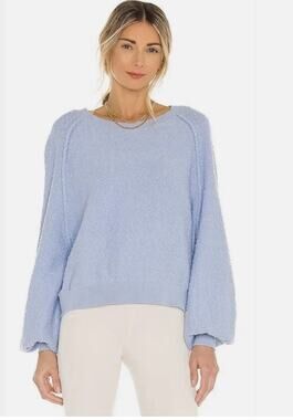Free People Women M Blue Found My Friend Relaxed Fit Comfort Sweatshirt Pullover